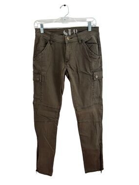SL8 Women's Slim Cargo Skinny Pants in Olive with Ankle Zipper